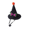 thumbnail image 2 of Pet Halloween Witch Hat, Mini Pointed Dog and Cat Costume with Bow, Spooky Fuzzy Ball Headwear with Chin Strap for Holiday Photos, 2 of 6