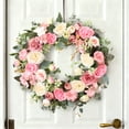 thumbnail image 6 of 18"  Spring Wreaths Peony Wreath for Front Door Artificial Spring Fake Flower Wreath for Mother's Day Door Window Wall, Home and Kitchen Decor Women Mother Gift, 6 of 6