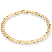Miabella 18K Gold Over Sterling Silver Italian 5mm Solid Diamond-Cut Cuban Link Curb Chain Bracelet for Men Women, 925 Made in Italy (7 Inches)