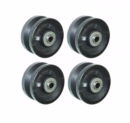 RWM 4 x 1-1//2 Cast Iron V-Groove Wheel with 1//2 ID Needle Bearing Set of 4