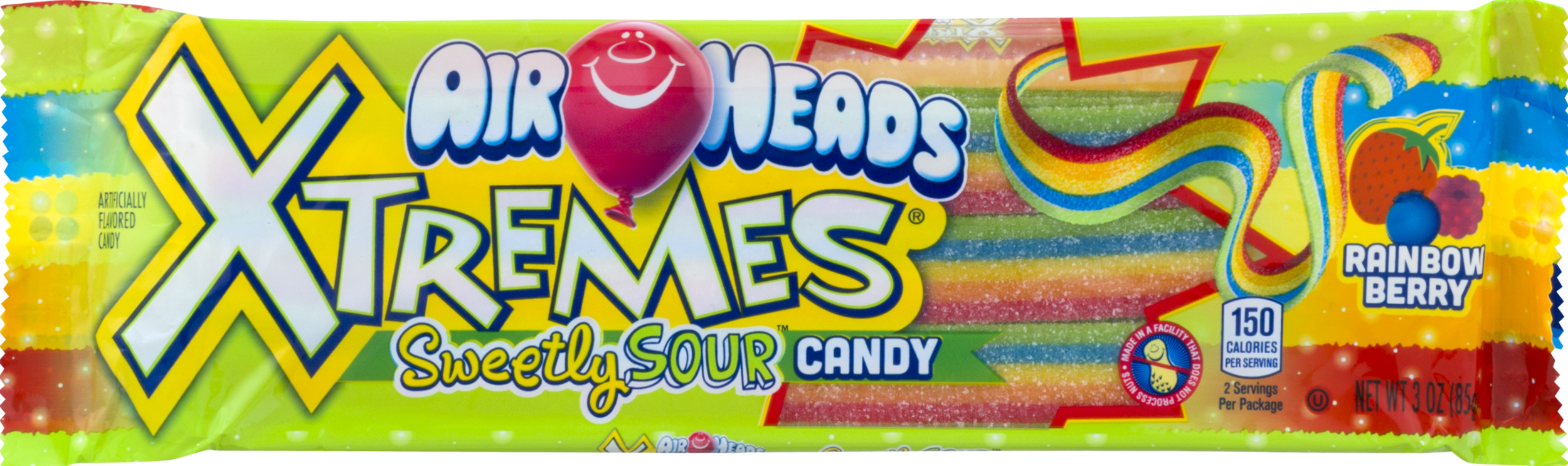 CANDY AIRHEADS XTREMES BELTS 3 OZ RAINBOW BERRY IN CNTR DSPL