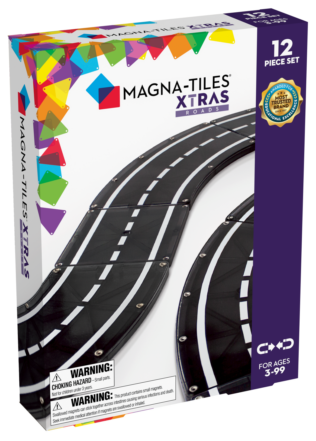 MAGNA-TILES XTRAS Roads 12-Piece Magnetic Set