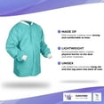 thumbnail image 4 of Disposable Lab Jackets for Adults, Pack of 10 Medium Teal Disposable Jackets with Knitted Cuffs, Collar, 3 Pockets, 45 gsm SMS Disposable Lab Jacket Unisex, Disposable Jacket, 4 of 7