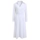 thumbnail image 5 of Vestido camisero de manga larga con cuello en V para mujer: vestido con bolsillos a rayas, poliéster y spandex, largo hasta la rodilla, para la oficina, informal y fiestas, 5 of 7
