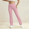 thumbnail image 4 of Women Flare Leggings with Pockets Comfy Yoga Pants High Waist Tummy Control Bootcut Workout Flared Leggings M, 4 of 5