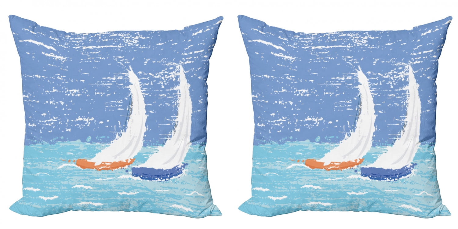 Ambesonne Nautical Theme Cushion Cover Set of 2 for Couch and Bed in 4 Sizes 