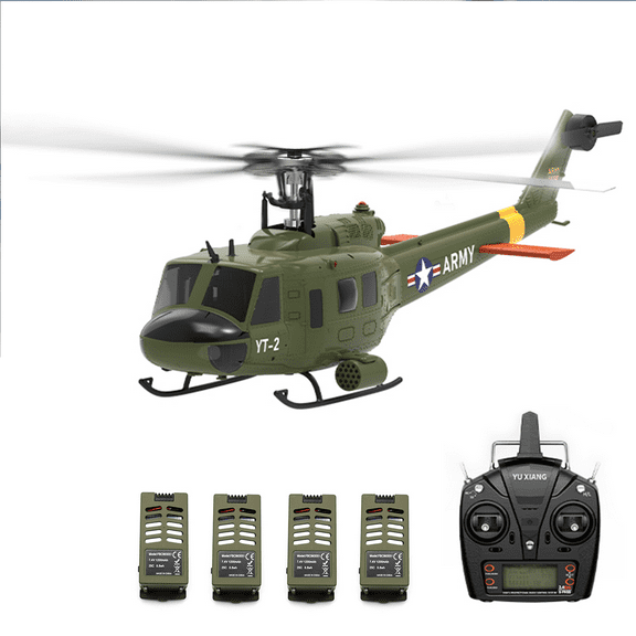 YUXIANG F07-V UH-1 Huey RC Helicopter for Adults, 1/34 Scale 2.4G 6CH Brushless Direct-Drive Flybarless 6G/3D RTF Stabilized Military Aircraft Outdoor for Advanced Pilots
