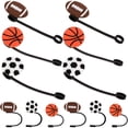 thumbnail image 3 of Couvercle de Paille en Forme de Ballon de Sport Mignon pour Usage Domestique Assorti Coloré Réutilisable et Lavable au Lave-Vaisselle 12 Pcs, 3 of 5