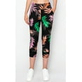 thumbnail image 2 of ALWAYS Women's Slimfit Super Soft Highwaisted Capri Joggers with Pockets Tropical 1777 Black Green Small, 2 of 6