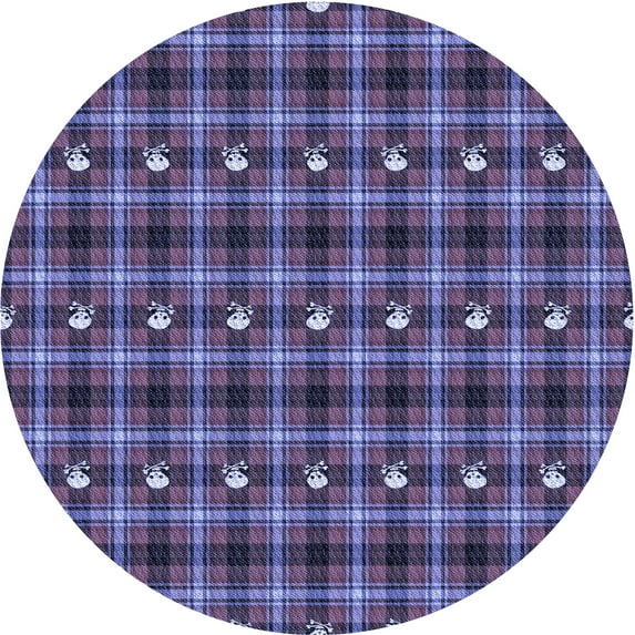 Ahgly Company Machine Washable Indoor Round Transitional Medium Slate Blue Area Rugs, 3' Round