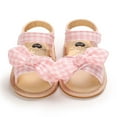 thumbnail image 4 of Baby Girls Sandal Summer Toddler Slipper Shoes 0-24 months Baby Girls Sandals Plaid Cute Summer Flat Princess Shoes Infant First Walkers Pink 0-6 Months, 4 of 7