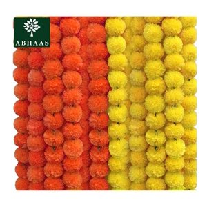 Abhaas Plastic 10 Pcs Handmade Artificial Marigold Garland Flowers for Decoration
