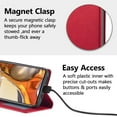 thumbnail image 4 of Premium PU Leather Flip Folio Case for Xiaomi 11T/11T Pro, Magnetic Closure Protective Case Kickstand Card Cash Slot Shockproof Durable Wallet Cover Soft TPU Inner Phone Case - Red, 4 of 16