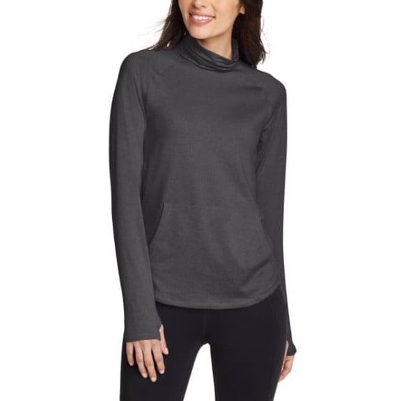 Eddie Bauer Ladies' Funnel Neck Long Sleeve Top (Dark Gray, L)