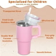 thumbnail image 4 of 14 Oz Tumbler with Handle and Straw for Kids, Stainless Steel Vacuum Insulated Cup for Children. 14 Oz Mug Gift for Kids (Pink), 4 of 6