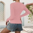 thumbnail image 6 of Women's Clothing Pullover Knit Sweaters Cropped Y2K Casual Back to School Knit Pullover Sweater Winter Autumn Square Neck Button Down Top Soft Stretch Casual Blouse Tunic Long Sleeve Shirt, 6 of 8