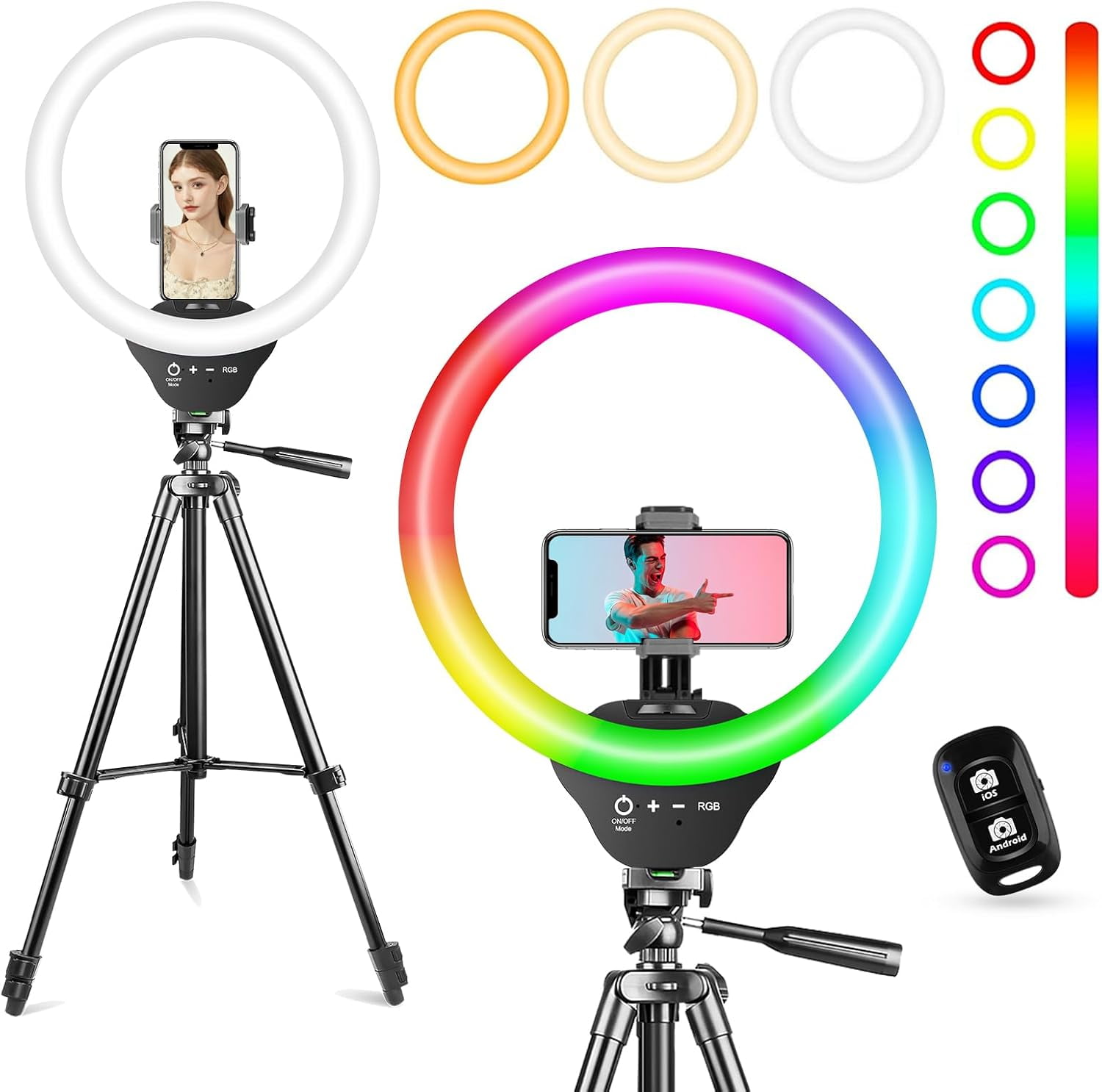 17 inch LED Ring Light with Tripod Stand, Adjustable Color
