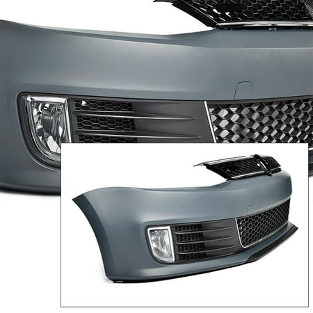 Chrome Fog Light Trim - GLI Style Front Bumper Clear Fog Light Black Grille Chrome Trim Jetta 11-17 MK6