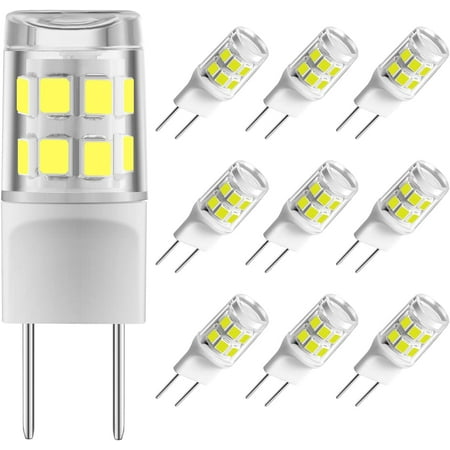 

G8 Led Bulb 2W 25W Halogen Equivalent G8 White Light 6000k Bi-Pin G8 Base Light Bulbs AC110/120/130V G8 led 10 Pack (White Light)