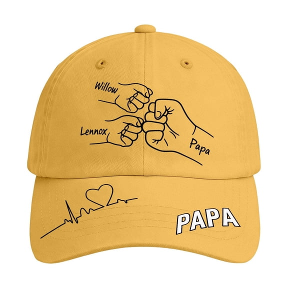 LIIPEE Man Baseball Cap Casual Father's Day Letter Graphic Printed Unique Handmade Customizable Hats Male Celebration Fashion Breathable Comfortable Daily Hats,Yellow,One Size