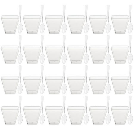 

FRCOLOR 60 Sets of Transparent Dessert Tasting Cup Party Use Pudding Serving Cup Cupcake Holder with Spoon