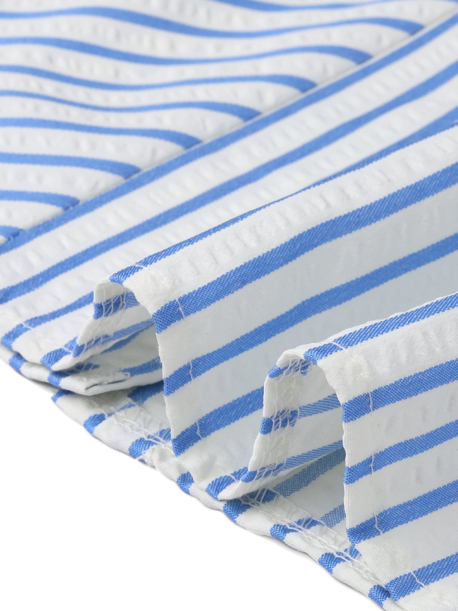 DARING DIVA Women's Button Down Striped Dressy Blouse Ruffled Sleeve S Blue