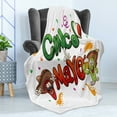 thumbnail image 4 of Cinco de Mayo Soft Flannel Fleece Throw Blanket, Cartoon Cactus and Pepper Characters Text with Heart Flag, Cozy Plush for Indoor and Outdoor Use, 50" x 60", Multicolor, by Ambesonne, 4 of 5