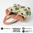 thumbnail image 5 of Pzuqiu Tropical Leaf Print Large Capacity Quilted Tote Bags for Women, Reversible Orange Shoulder Hobo Bag, Lightweight Carry On Handbag for Work Travel Shopping Everyday Use, 5 of 7