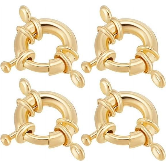 1 Box 10Pcs Gold Necklace Spring Clasp Real 14K Gold Plated Jewelry Link Connector Charms with Close Rings Round Trigger Clasp Findings for Jewelry Making Necklaces Bracelets Anklets DIY 1set