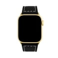 thumbnail image 6 of Bandini Band for Apple Watch Band Leather 45mm 44mm 42mm 41mm 40mm 38mm 49mm & Ultra for Men, Padded iWatch Band for Apple Watch Series 7 9 8 6 5 4 3 2 1 SE - Black / Stitch / Gold, 6 of 8
