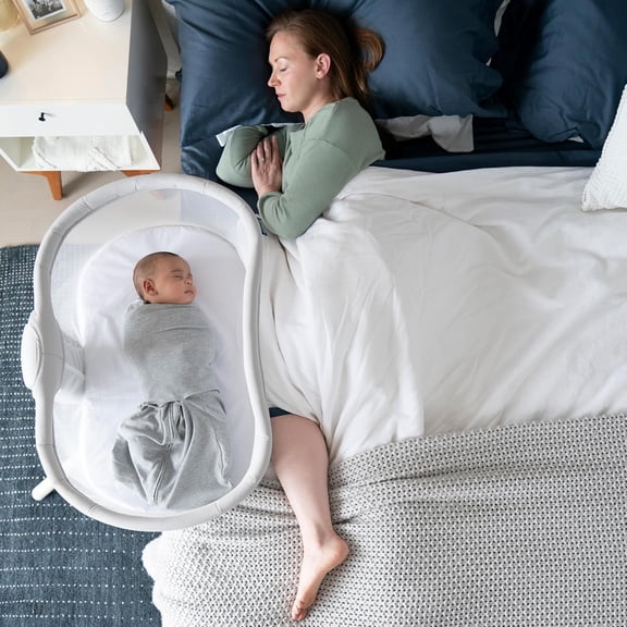 HALO BassiNest 3.0 Soothing Baby Bassinet with 360° Rotation and Mesh Wall, Gray