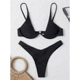 thumbnail image 5 of Bikini à Armatures Aguichant 2024 Femme Rouge Uni Rehausseur Soutien-Gorge String Maillot de Bain Haler Col en V Mini Micro String, 5 of 5