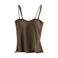 thumbnail image 2 of Jinhomg Womens Camisole Tops Adjustable Spaghetti Strap Tank Shirt Lightweight Comfy Sleeveless Crop Top 2025 Spring Summer Undershirts Spring Saving Brown XXXL, 2 of 4