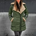 thumbnail image 2 of Gibobby Chaquetas de ligera Abrigo de invierno de talla grande para hombre, chaqueta de cuero acolchada de manga larga con cuello de solapa, abrigo grueso Vintage, chaqueta de de oveja (Verde, S), 2 of 5