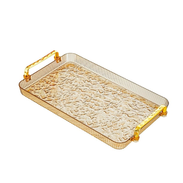 Bandeja para servir Bandeja para tocador de baño con asa Bandeja para mesa de café Bandeja para guardar joyas para la cena Plato para comer en la Marrón