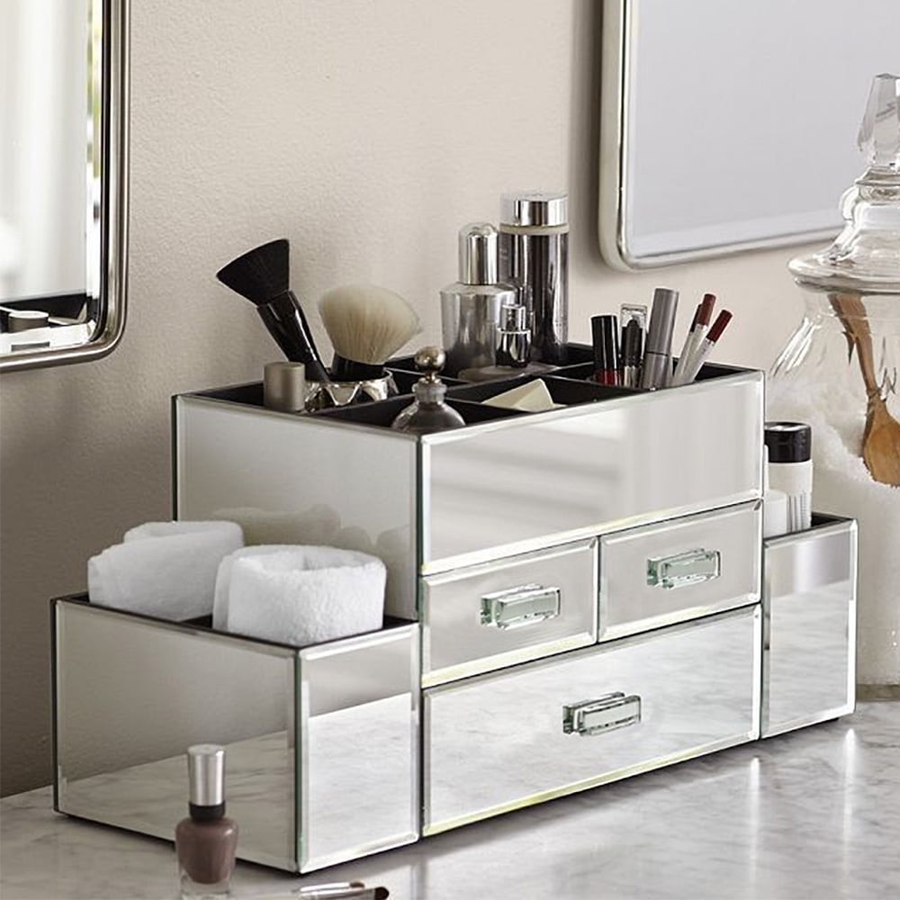 OnDisplay Mirrored Makeup Organizer, 3 Drawers, Mirrored