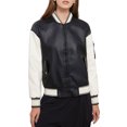 thumbnail image 1 of xiaxaixu Women Baseball Jacket, Long Sleeve Baseball Collar Zipper Closure Patchwork Varsity Jacket Fall Clothes with Pockets, 1 of 6