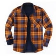 thumbnail image 4 of Bjutir Shirts For Men Autumn Winter Thickened Casual Warm Shirt Long Sleeve Lapel Plaid Shirt Orange 2Xl, 4 of 4
