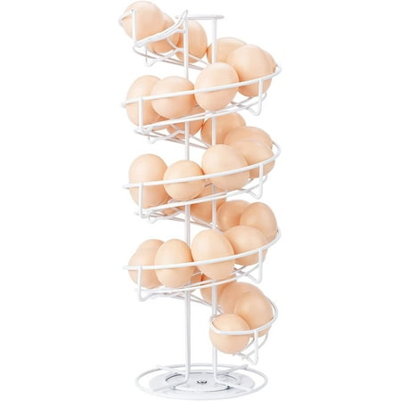 

Spiral Design Metal Egg Skelter Dispenser Rack Storage Display Rack White