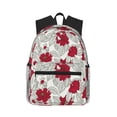 thumbnail image 1 of Disketp Leaves And Anemone Flowers In Red Grey Mochila Ligera Clásica con Múltiples Bolsillos, Mochila Casual para Hombre y Mujer, Ideal para Escuela, Trabajo y Viajes, 1 of 6
