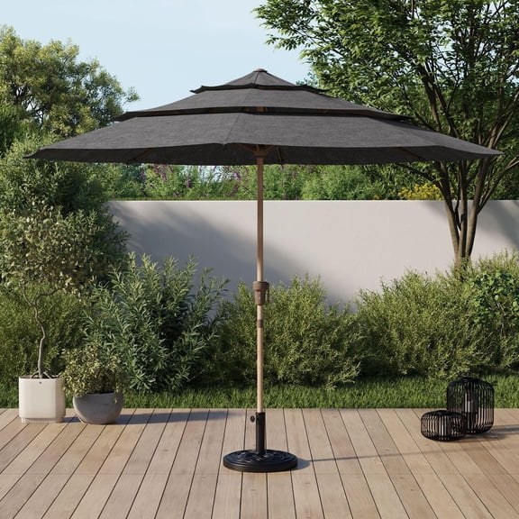 Better Homes & Gardens 10 ft. Round 3-Tier Market Patio Umbrella, Black