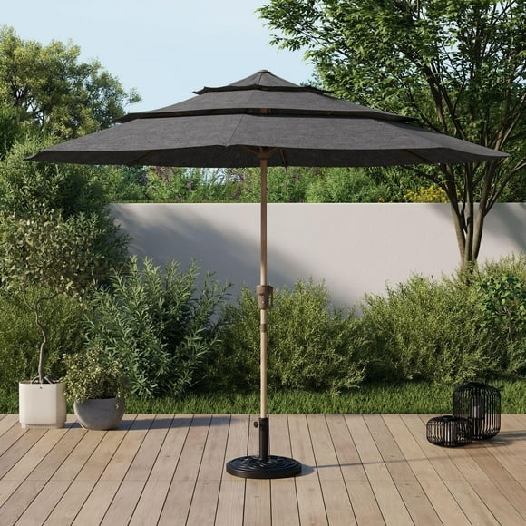 Better Homes & Gardens 10 ft. Round 3-Tier Market Patio Umbrella, Black