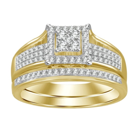 10K Yellow Gold 0.30ct Round Diamond Bridal Set