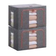 thumbnail image 1 of Meryado Caja de almacenamiento de ropa,Juego organizador plegable apilable con ventana transparente，66L,50 * 40 * 33cm, dos cajas de almacenamiento. Con marco de acero(2gris-66L), 1 of 8