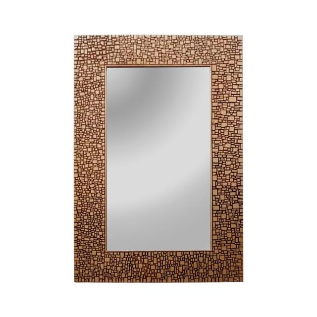 Chloe Lighting CH8M012GZ36-VRT Miroir Mural Rectangulaire Encadré 33 Pouces, Laiton Texturé