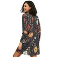 thumbnail image 2 of FORMRS Womens Long Sleeve Nightgowns Crew Neck Sleep Shirt Soft Pajamas Sizes S-3XL, Black Floral Pattern, 2 of 8