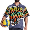 thumbnail image 4 of Halloween Font Men's Short Sleeve Casual Printed Button Down Beach Shirts, 4 of 6