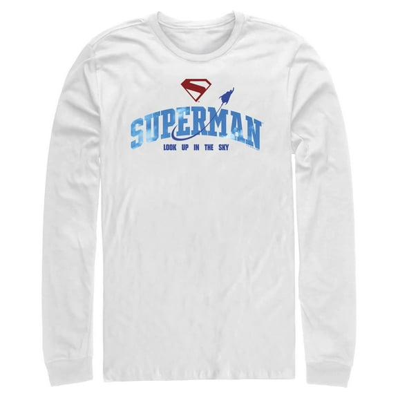 Mens Superman Look Up In The Sky Long Sleeve Shirt