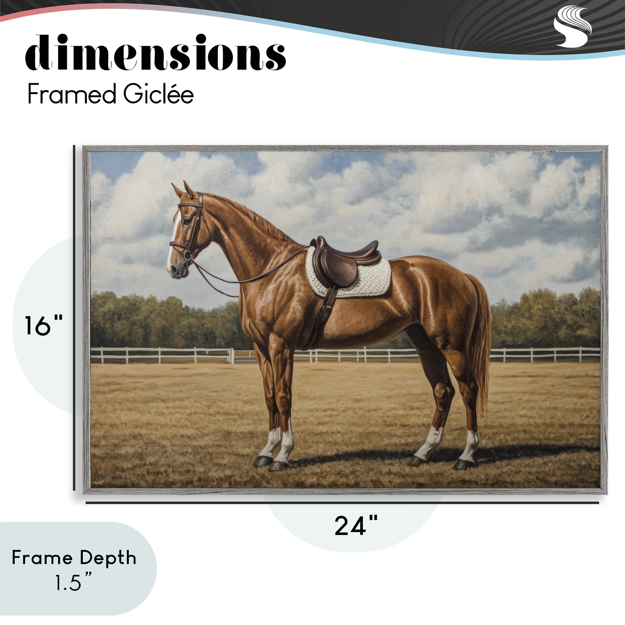 Stupell Industries Saddled Up Chestnut Horse Gray Framed Giclee Art, design by Petal Prints Design