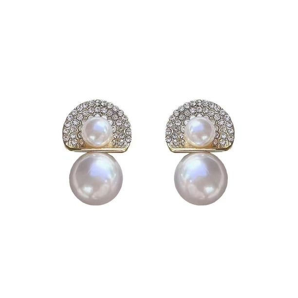 Pearl Earrings for Women Pearl Hoop Earrings Pearl Dangle Earrings Crystal Drop Earrings Wedding Party Prom Jewelry Gifts